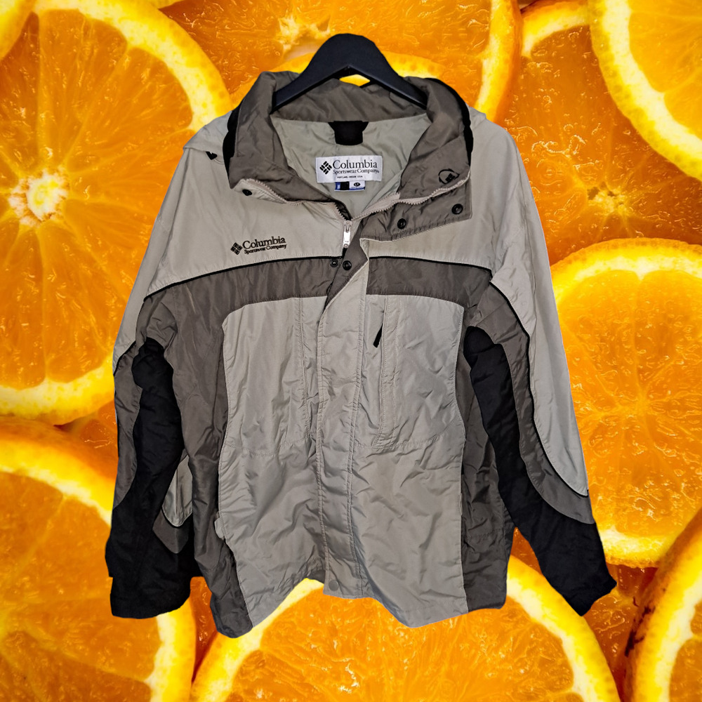 Columbia Tan‎ and Black Full Zip Windbreaker Jacket Size: LT